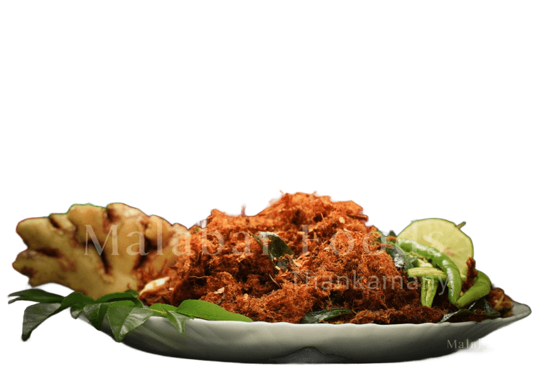Idiyirachi served with curry leaves, ginger and lime